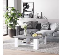 HOMCOM Vintage Coffee Table Square 2 Tier Side End Desk Indoor Living Room, none