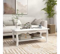 HOMCOM 2 Tier Wooden Coffee Tea Table End Table Storage Shelf 94Lx44Wx42H White - White