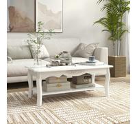 HOMCOM 2 Tier Wooden Coffee Tea Table End Table Storage Shelf 94Lx44Wx42H White