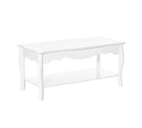 2 Tier Coffee Table with Storage Shelf Wooden White