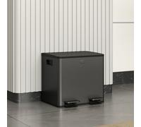 HOMCOM 2 x 15L Dual Kitchen Bin Pedal Bin for Recycling and Waste - Black