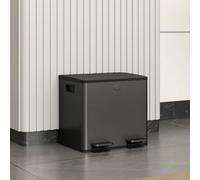 Homcom 2 X 15L Dual Kitchen Bin Pedal Bin For Recycling And Waste, Black