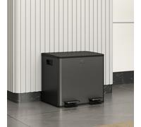 HOMCOM 2 x 15L Dual Kitchen Bin Pedal Bin for Recycling & Waste, Black | Size: Small HOMCOM Black Small