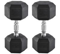 HOMCOM 2 x 17.5KG Rubber Hex Dumbbell Portable Hand Weights Dumbbell