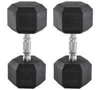 HOMCOM 2 x 17.5KG Rubber Hex Dumbbell Portable Hand Weights Dumbbell | Home Gym, Workout, Fitness
