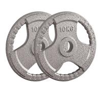 HOMCOM 2 x 2.5/5/10kg Cast Iron Olympic Weight Plates Tri-Grip | Dumbbell Plates, Barbell Weight, for 2" Weight Bar, Home Gym Strength Training