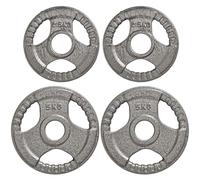 HOMCOM 2 x 2.5/5/10kg Cast Iron Olympic Weight Plates Tri-Grip | Dumbbell Plates, Barbell Weight, for 2" Weight Bar, Home Gym Strength Training