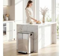 HomCom Dual Kitchen Bin 2x20L Stainless Steel Pedal Bin - Soft-Close Lid, Removable Buckets, Silver