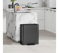 HOMCOM 2 x 20L Double Rubbish Bin, Pedal Bin with Soft-Close Lid, Black, Black