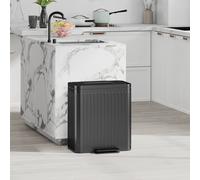 HOMCOM 2 x 20L Double Rubbish Bin, Pedal Bin with Soft-Close Lid, Black, Black