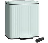 HOMCOM 2 x 20L Double Rubbish Bin, Pedal Bin with Soft-Close Lid, Green, Green
