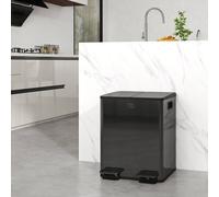 HOMCOM Dual Kitchen Bin, 2 x 20L Stainless Steel Double Rubbish Bin with Soft Close Lid, Removable Inner Buckets, Fingerprint-Proof for Recycling and Waste, Black