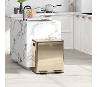 Homcom 2 X 20L Dual Kitchen Bin, Fingerprint-Proof For Recycling And Waste In Gold Gold One Size