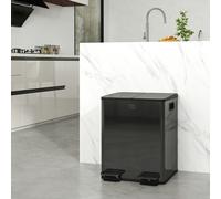 HOMCOM Black Dual Bin Pedal Bin 40L - Size: 51.6 cm x 36.0 cm x 45.8 cmcm - Wilko