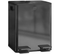 HOMCOM 40L Dual Compartment Stainless Steel Bin with Deodoriser Holders - Black, none