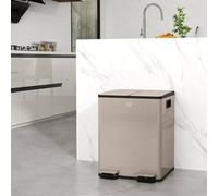 Homcom 2 X 20L Dual Kitchen Bin Pedal Bin For Recycling And Waste, Gold Tone