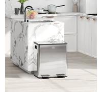 Homcom 2 X 20L Dual Kitchen Bin Pedal Bin For Recycling And Waste, Silver Tone