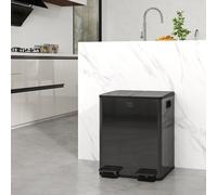 HOMCOM 2 x 20L Dual Kitchen Bin Pedal Bin for Recycling & Waste in Black HOMCOM Black