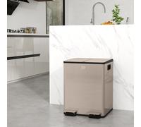 Homcom 2 X 20L Dual Kitchen Bin Pedal Bin For Recycling And Waste, Gold Tone, Gold