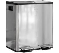 HOMCOM 2 x 20L Dual Kitchen Bin Pedal Bin for Recycling & Waste, Silver Tone HOMCOM Silver