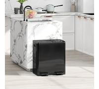 HOMCOM 2 x 20L Dual Rubbish Bin Kitchen Bin for Recycling and Waste, Black