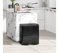 HOMCOM 2 x 20L Dual Rubbish Bin Kitchen Bin for Recycling & Waste, Black HOMCOM Black