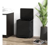 HOMCOM 2 x 25L Double Kitchen Bin, Pedal Bin with Soft-Close Lid, Black