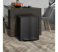 HOMCOM 2 x 25L Kitchen Double Bin for Recycling & Waste with Soft Close Lid in Black HOMCOM Black