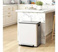Homcom 2 X 25L Double Kitchen Bin, Pedal Bin With Soft-Close Lid, Silver Silver One Size