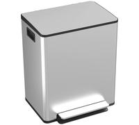HOMCOM Dual Kitchen Bin 2 x 25L Stainless Steel Double Pedal Bin Silver