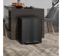 HOMCOM 2 x 25L Kitchen Double Bin for Recycling & Waste with Soft Close Lid in Black HOMCOM Black