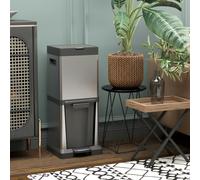 HOMCOM 20+14L Kitchen Double Bin for Recycling & Waste Vertical Pedal Bin in Silver HOMCOM Silver