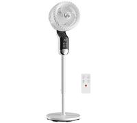 HOMCOM 20 dB Silent Standing Fan for Bedroom, 41" Pedestal Fan with Remote, 85° Oscillating, 8 Speeds, Adjustable Height, 12H Timer, Aroma Diffuser, LED Display, White