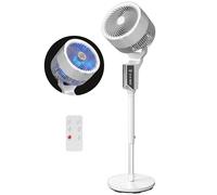 HOMCOM 20 dB Silent Standing Fan for Bedroom, 46" Pedestal Fan with 65° Oscillating, 85° Vertical Tilt, 8 Speeds, Remote Control, 12H Timer, Adjustable Height, White