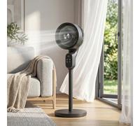 HOMCOM 20 dB Standing Fan for Bedroom, Pedestal Fan with 90° Oscillating - Black