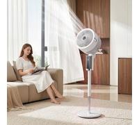 HOMCOM 20 dB Silent Standing Fan for Bedroom, 44" Pedestal Fan with 55° Oscillating, 90° Vertical Tilt, 8 Speeds, LED Light, Remote Control, 12H Timer, Adjustable Height, White
