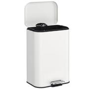 HOMCOM 20 L Kitchen Pedal Bin, Metal Rubbish Bin, Cream White | with Removable Inner Bucket, Soft-Close & Stay-Open Lid for Kitchen, Home Office