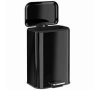 HOMCOM 20 L Kitchen Pedal Bin, Metal Rubbish Bin, High Gloss Black | with Removable Inner Bucket, Soft-Close & Stay-Open Lid for Kitchen, Home Office