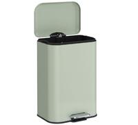 HOMCOM 20 L Kitchen Pedal Bin, Metal Rubbish Bin, Light Green | with Removable Inner Bucket, Soft-Close & Stay-Open Lid for Kitchen, Home Office