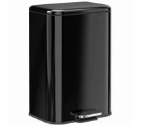 Homcom 20L Kitchen Bin, Pedal Bin With Removable Bucket, High Gloss Black Black