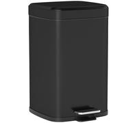 HOMCOM 20L Kitchen Pedal Bin, Metal Rubbish Bin with Soft-close Lid, Black, Black