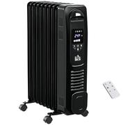 HOMCOM 2000W Digital Oil Filled Radiator, 9 Fin, Portable Electric Heater with LED Display, 24-Hour Timer, 3 Heat Settings, Safety Cut-Off and Remote Control, Black