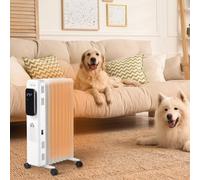 Etna HOMCOM Oil Filled 9 Pipe 2180W Radiator Heater with 3 Heat Settings & Remote Control - White, White