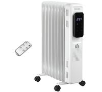 HOMCOM 2000W Oil Filled Radiator Heater w/ 3 Heat Settings Remote Control White