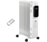 HOMCOM 2000W Oil Filled Radiator Heater w/ 3 Heat Settings Remote Control White