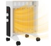 HOMCOM 2000W Electric Panel Heater with Adjustable Temperature and Wheels - White, White