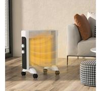 HOMCOM 2000W Electric Panel Heater with Adjustable Temperature and Wheels - White, White