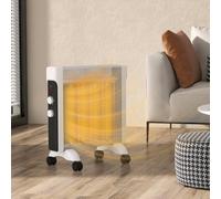 HOMCOM 2000W Electric Panel Heater with Adjustable Temperature and Wheels - White, White