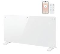HOMCOM 2000W Smart Glass Panel Heater Wall Mounted & Freestanding, White | Wifi Enabled, Works With Alexa & Google Home, Electric Heater with Weekly Timer, Open Window & Anti-Frost Mode, Thermostat