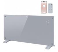 HOMCOM 2000W Smart Glass Panel Heater Wall Mounted & Freestanding, Wifi Enabled, Works With Alexa & Google Home, Electric Heater with Weekly Timer, Open Window & Anti-Frost Mode, Thermostat, Grey